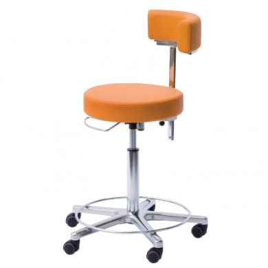41550-10 : Work Chair with braked safety castors and back rest, with heightadjustment seat, seat height 54-73 cm, with footring