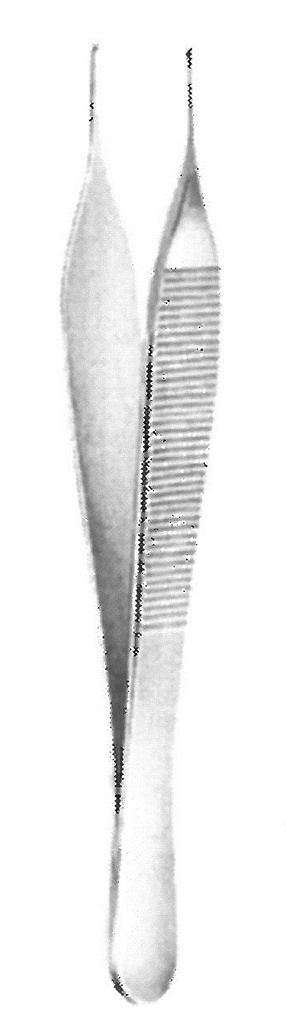 11186-12 : Micro-Adson Forceps, 1 x 2 teeth, 12 cm long, 0.8 mm tips