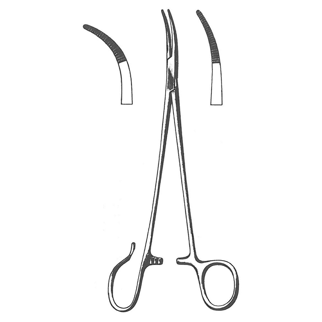 51187-19 : Schnidt (Boettcher) Artery and tonsil forceps, 19 cm long, light curve, one open ring