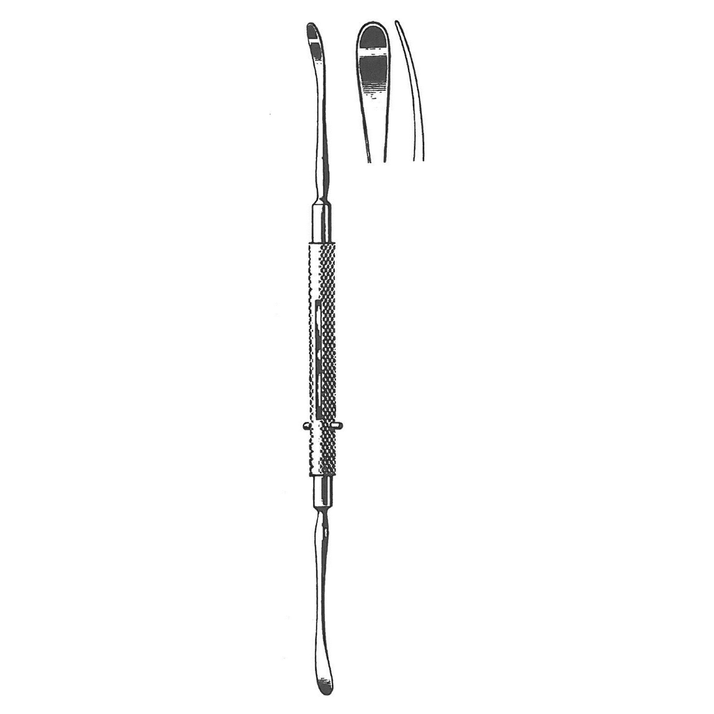 47415-18 : Freer Periosteal elevator, double-ended, 19 cm long, 5 mm wide, one end sharp and one end blunt