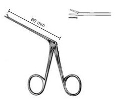 45350-40 : Micro ear forceps, delicate, diameter of shaft 0.8 mm, length of shaft 80 mm, grasping forceps, serrated jaws, 0.8 x 4 mm, straight