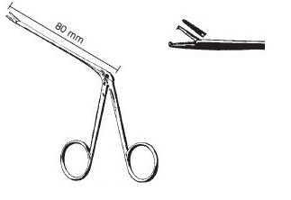 45263-08 : Hartmann Ear Forceps, serrated jaws with 1 x 2 teeth, shaft length 80 mm