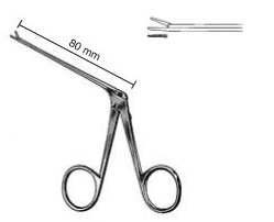45350-70 : Micro ear forceps, delicate, diameter of shaft 0.8 mm, length of shaft 80 mm, grasping forceps, extra long, serrated jaws, 0.5 x 8 mm, straight