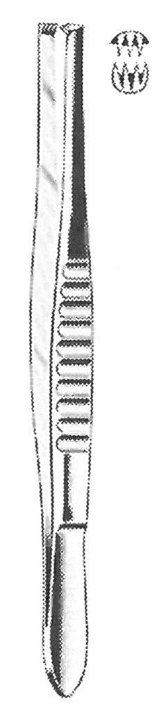 11150-16 : Surgical forceps, 3 x 4 teeth, 16 cm long