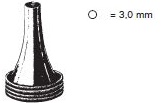 45010-30 : Hartmann Spéculum auriculaire, mat, diamètre intérieur 3.0 mm, seul, rond