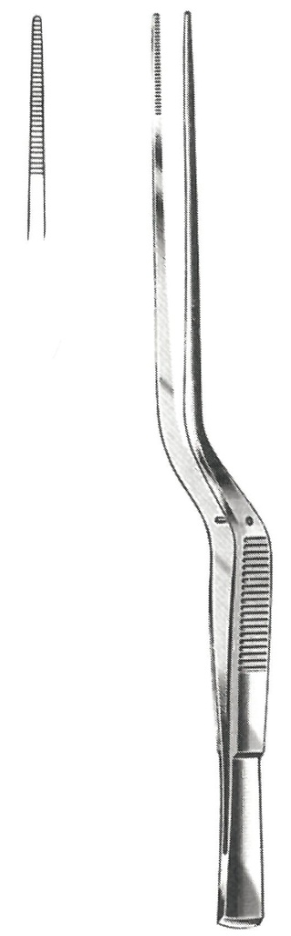 Taylor Forceps, bayonet shape, serrated jaws, 17 cm long