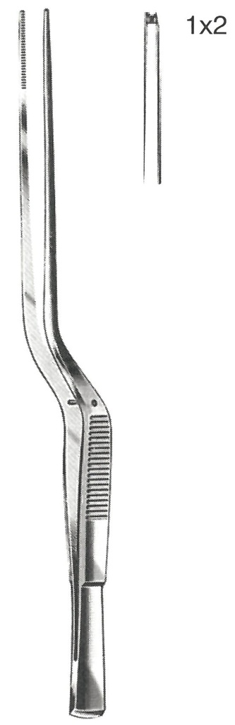 11315-02 : Taylor Forceps, bayonet shape, 1 x 2 teeth, 17 cm long