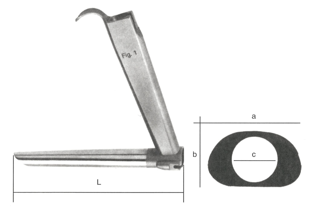 05301-05 : Kleinsasser Operating laryngoscope, 172 x 31.5 x 21.5 x 19.0 cm