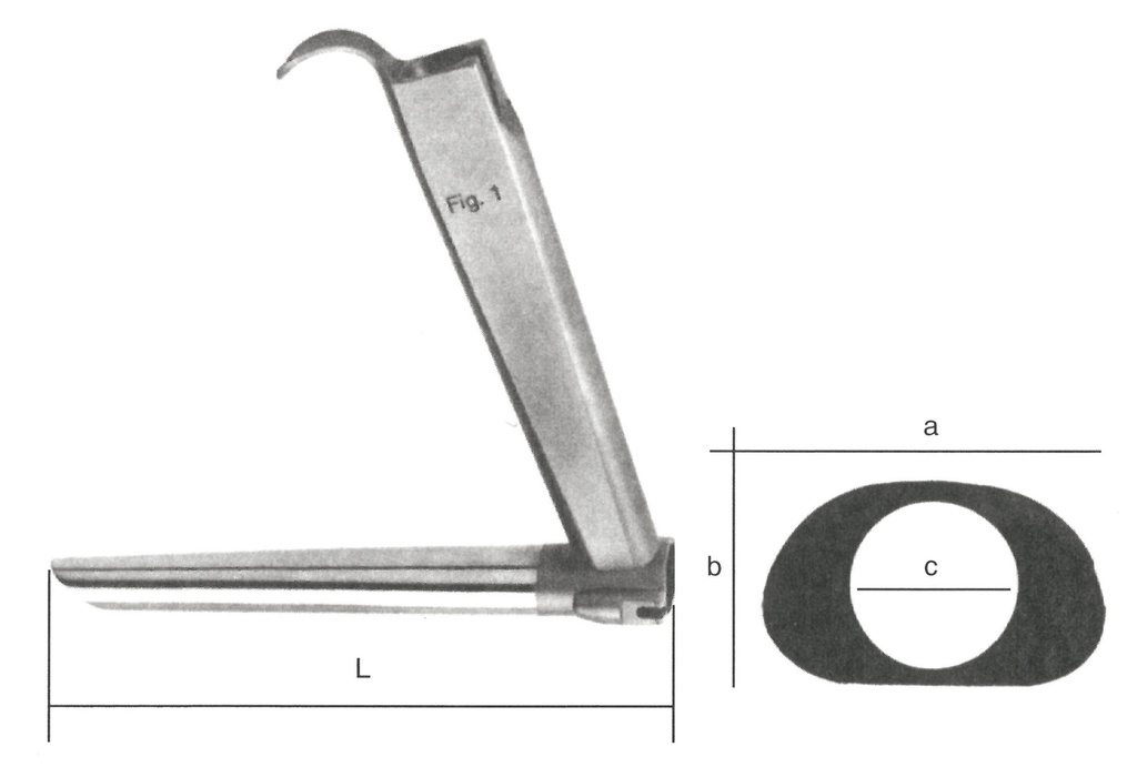 Kleinsasser Operating laryngoscope, 172 x 31.5 x 21.5 x 19.0 cm