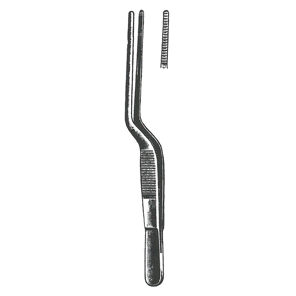 45206-14 : Lucae Bayonet dressing forceps, serrated tips, 14 cm long