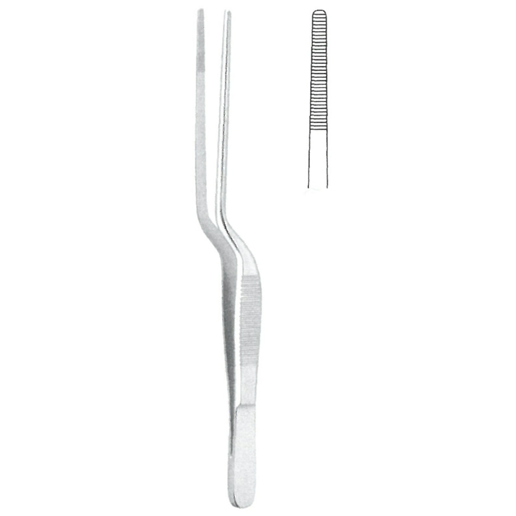 Lucae Bayonet tissue forceps, 16 cm long