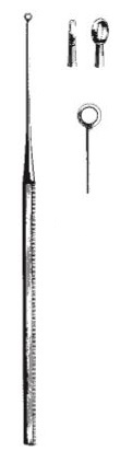 45110-05 : Buck Ear curette, straight, blunt, fig. 5, 14.5 cm long, 4.5 mm diameter