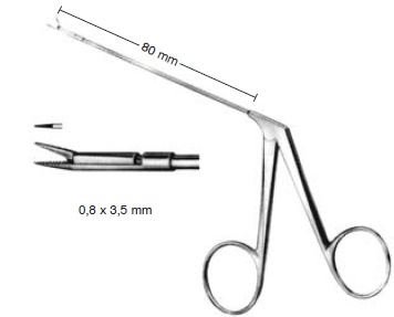 Micro grasping forceps, tube shaft, straight, 0.8 x 3.5 mm