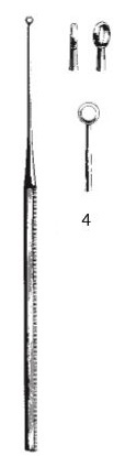 45112-04 : Buck Ear curette, straight, sharp, fig. 4, 4.0 mm diameter, 14.5 cm long