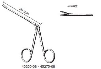 45255-08: Hartmann-Wullstein Ear forceps, serrated, total length 8.5 cm