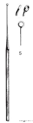 45115-05 : Buck Ear curette, curved, blunt, 15 cm long, fig. 4, 4.5 mm diameter