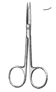 09348-04 : Knapp Dissecting scissors, fine pattern, sharp/blunt, curved, 10 cm long