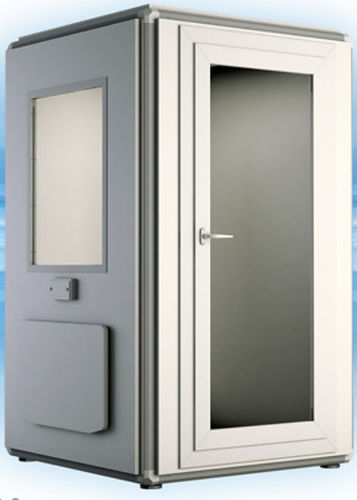 Puma PRO 45S Soundproof booth, external dimensions: 139 x 139 x 247 cm, containing external folding table and wheelchair ramps