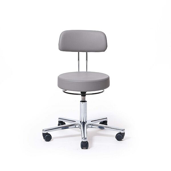 Work Chair with braked safety castors and back rest, without footring, seat height 54-73 cm