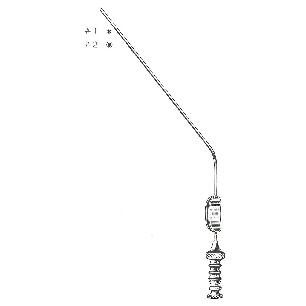 622261-01 : Frazier Tube d'aspiration, coudée, fig. 1, diamètre 1,7 mm, avec appui-doigt et raccord-tuyau, longueur utile 110 mm, longueur total 190 mm