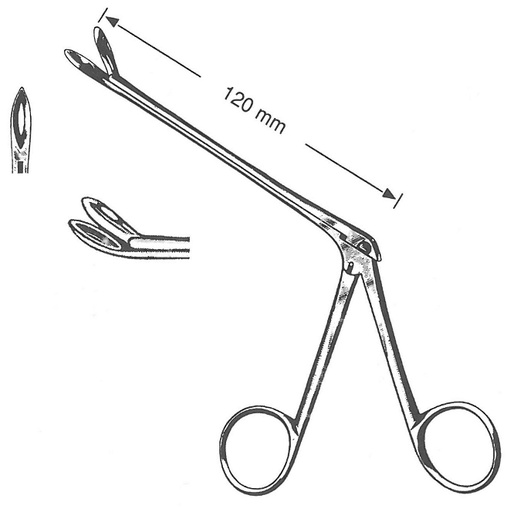 [00014524] 47224-02: Weil-Blakesley Nasal forceps, fig. 2, curved upwards, 3.5 mm, 12 cm long
