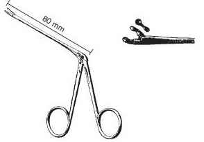 [00014891] 45267-25: Hartmann Ear forceps, round cup jaws, 2.5 mm diameter, shaft 80 mm long