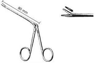 [00014984] 45261-08: Hartmann Ear forceps, serrated jaws, length of shaft 80 mm, standard pattern