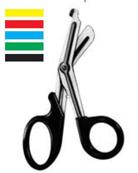 [00015585] 09950-18: Universal Dressing and garment scissors, heavy-duty, with large plastic rings, 18 cm long