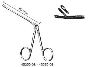 [00015842] 45271-08: Struempel Ear forceps, with oval cup jaws, fenestrated, 2.5 x 5 mm, shaft 80 mm long