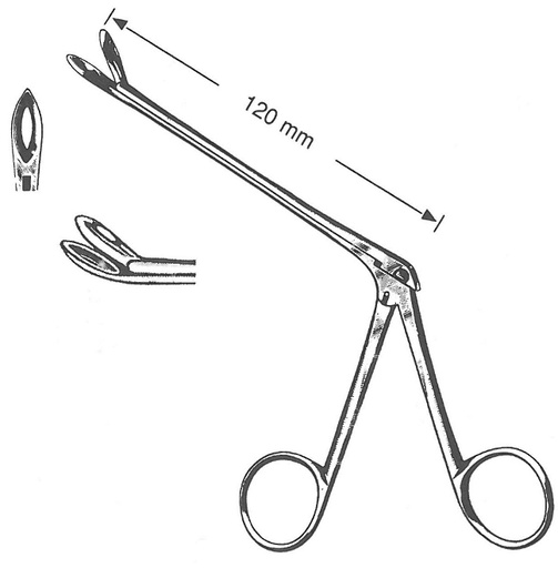 [00016159] 47224-03: Weil-Blakesley Nasal forceps, fig. 3, curved upwards, 4.2 mm, 12 cm long