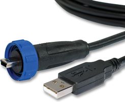 [00018695] X200 USB LO 4.5: USB A to mini B cable, 4.5 m, USB2.0, Bulgin PX0441/4M50 Locking