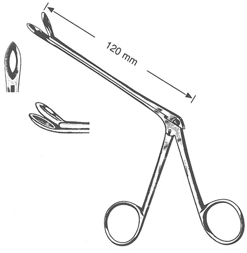 [00020286] 47224-04 : Weil-Blakesley Nasal forceps, fig. 4, curved upwards, 4.8 mm, 12 cm long