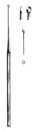 [00021100] 45110-00: Buck Ear curette, straight, blunt, 14.5 cm long, fig. 0, 1.9 mm diameter