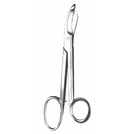 [00022654] 09939-23TC : Bruns "HM" Scissors for bandage and plaster, with one serrated blade, 23 cm long