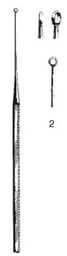 [00030823] 45112-02 : Buck Ear curette, straight, sharp, 14.5 cm long, fig. 2, 2.7 mm diameter