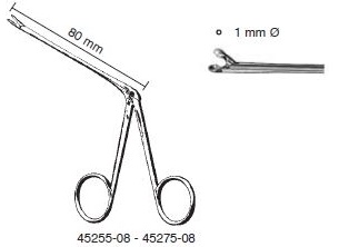 [00031038] 45257-08: Hartmann-Wullstein Ear forceps, round spoon jaws, diam. 1 mm, total length 8.5 cm