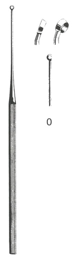 [00031433] 45117-00: Buck Ear curette, curved, sharp, 15 cm long, fig. 0, 1.9 mm diameter