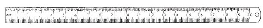 [00031531] 03340-10: Stainless steel ruler, 10 cm long, graduated in cm and inches