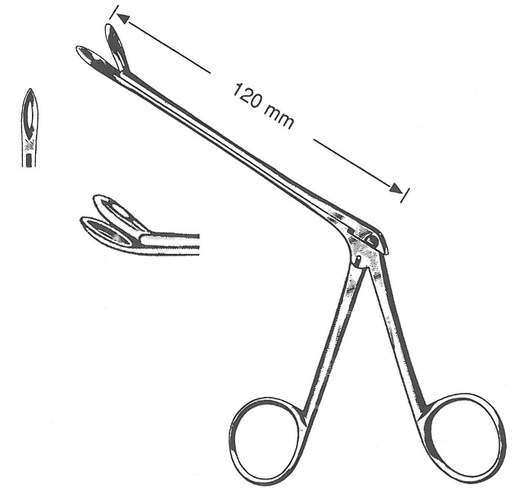 [00014858] 47224-01 : Weil-Blakesley Nasal forceps, fig. 1, curved upwards, 3 mm, 12 cm long